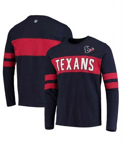 Men's Navy Houston Texans Game On Sueded Slub Long Sleeve T-shirt $26.40 T-Shirts