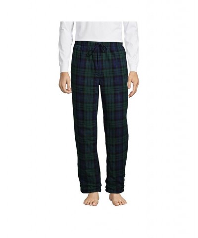Men's High Pile Fleece Lined Flannel Pajama Pants Green $31.37 Pajama