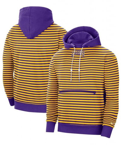 Men's Gold-Tone, Purple Los Angeles Lakers 75th Anniversary Courtside Striped Pullover Hoodie $39.10 Sweatshirt