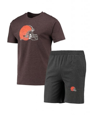 Men's Charcoal, Brown Cleveland Browns Meter T-shirt and Shorts Sleep Set $33.14 Pajama