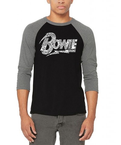 Men's Raglan Baseball David Bowie Logo Word Art T-shirt Multi $18.45 T-Shirts