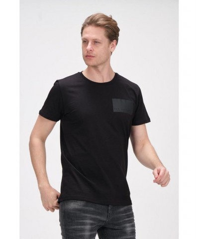 Men's Modern Fitted Panel T-shirt Black $39.00 T-Shirts