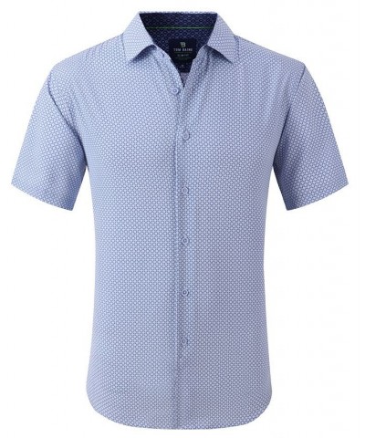 Men's Slim Fit Short Sleeve Performance Button Down Dress Shirt Blue $19.20 Dress Shirts
