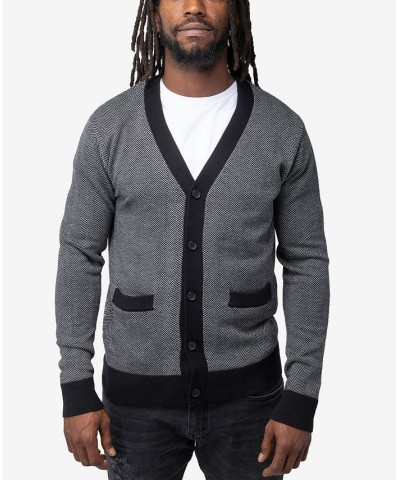 Men's Herringbone Cardigan Sweater Off White-Black $26.40 Sweaters