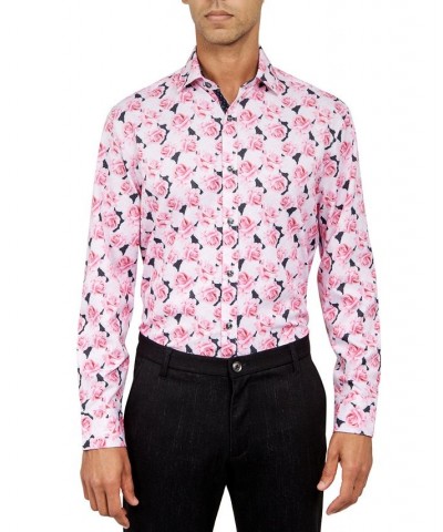 Men's Regular-Fit Floral Performance Dress Shirt Pink $29.85 Dress Shirts