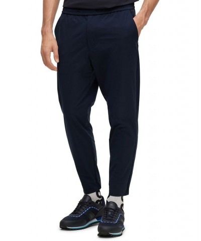 BOSS Men's Tapered-Fit Lightweight Water-Repellent Stretch Poplin Trousers Blue $65.52 Pants
