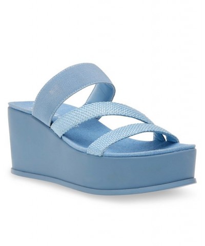Women's Vai Slip-On Platform Sandals Blue $31.60 Shoes