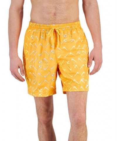 Men's Lap Digi Swoosh OmbrÉ Logo-Print 7" Swim Trunks Yellow $33.92 Swimsuits