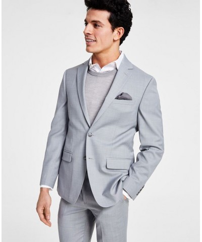 Men's Skinny-Fit Sharkskin Suit Jacket Gray $73.50 Suits