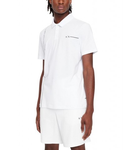 Men's Short-Sleeve Linear Design Polo Shirt White $36.90 Polo Shirts