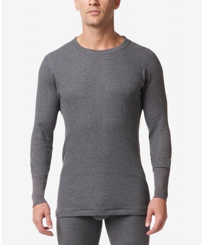 Men's Waffle Knit Thermal Long Undershirt Gray $22.79 Undershirt