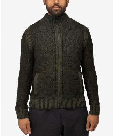 Men's Full-Zip High Neck Sweater Jacket Olive $37.44 Sweaters
