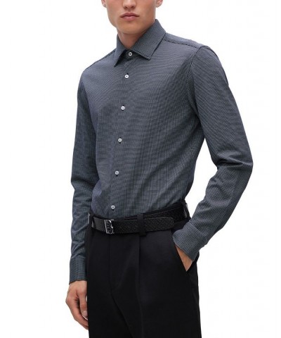 Men's Slim-Fit Micro-Patterned Shirt Blue $49.18 Dress Shirts