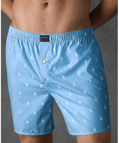 Men's Underwear, Allover Pony Woven Boxers Beach Blue $18.24 Underwear