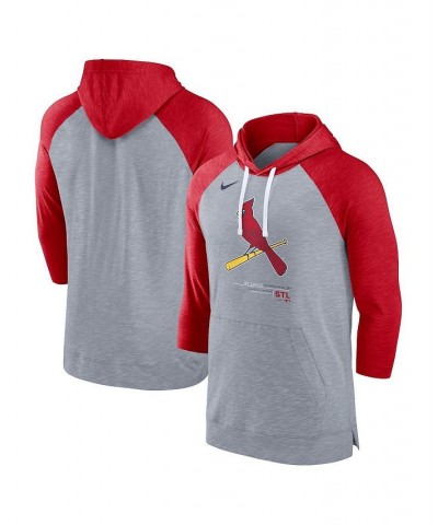 Men's Heather Gray, Heather Red St. Louis Cardinals Baseball Raglan 3/4 Sleeve Pullover Hoodie $38.99 Sweatshirt