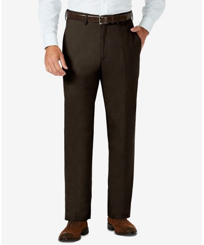 J.M. Sharkskin Classic-Fit Flat Front Hidden Expandable Waistband Dress Pants Brown $30.24 Pants