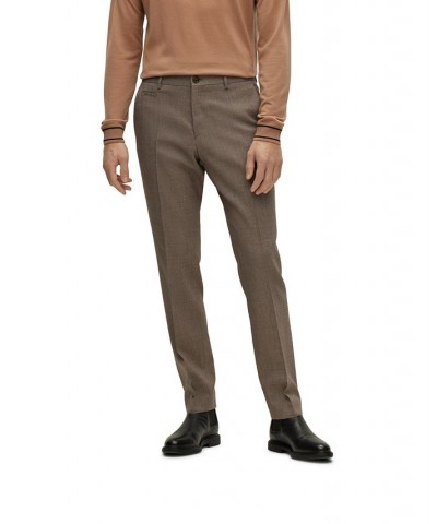 BOSS Men's Micro Pattern Wool Blend Trousers Tan/Beige $73.78 Pants