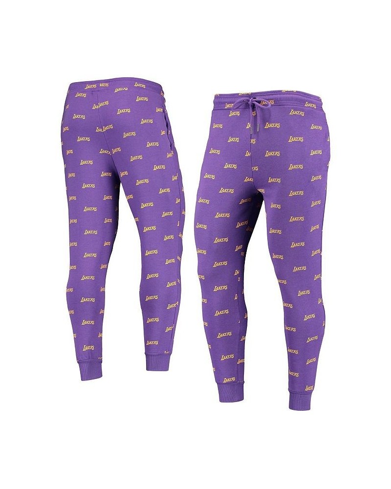 Men's Purple Los Angeles Lakers Allover Logo Jogger Pants $37.79 Pants