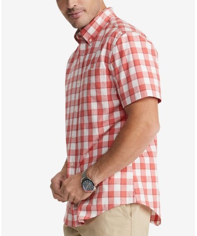 Men's Check Classic Fit Short Sleeve Shirt Pink $20.14 Shirts