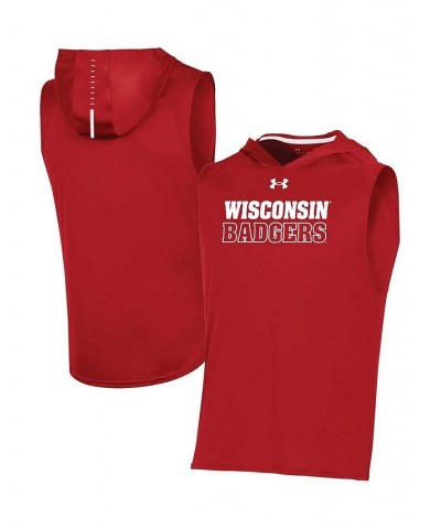 Men's Red Wisconsin Badgers Performance Sideline Sleeveless Pullover Hoodie $36.39 T-Shirts