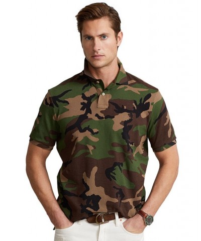 Men's Classic-Fit Camo Cotton Mesh Shirt Green $52.65 Polo Shirts