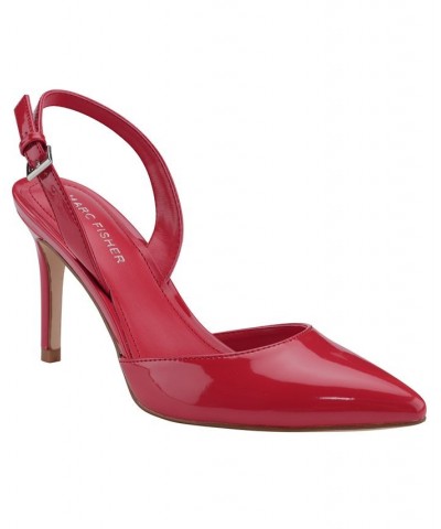 Women's Davon Pointy Toe Sling-Back Pumps Red $46.53 Shoes