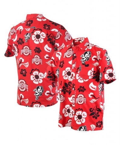 Men's Wes Willy Scarlet Ohio State Buckeyes Floral Button-Up Shirt $36.39 Shirts