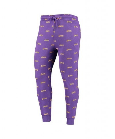 Men's Purple Los Angeles Lakers Allover Logo Jogger Pants $37.79 Pants