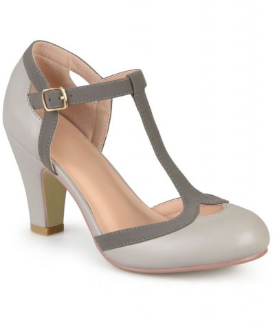 Women's Olina T-Strap Heels Gray $44.00 Shoes
