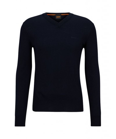 BOSS Men's Regular-Fit Wool V-Neck Sweater Blue $52.92 Sweaters