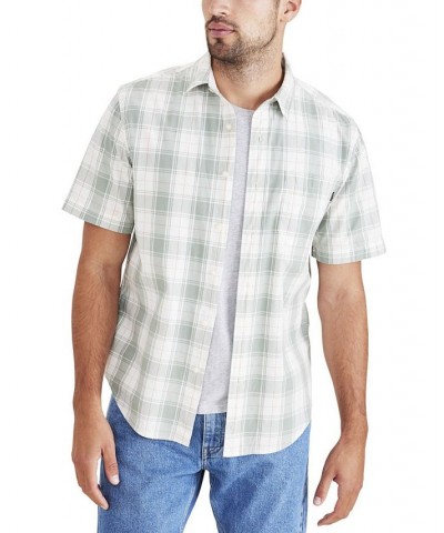 Men's Short-Sleeve Casual Woven Plaid Shirt Green $26.09 Shirts
